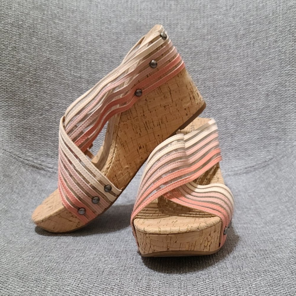Used Lucky Brand Cork Wedge Sandal - Pink